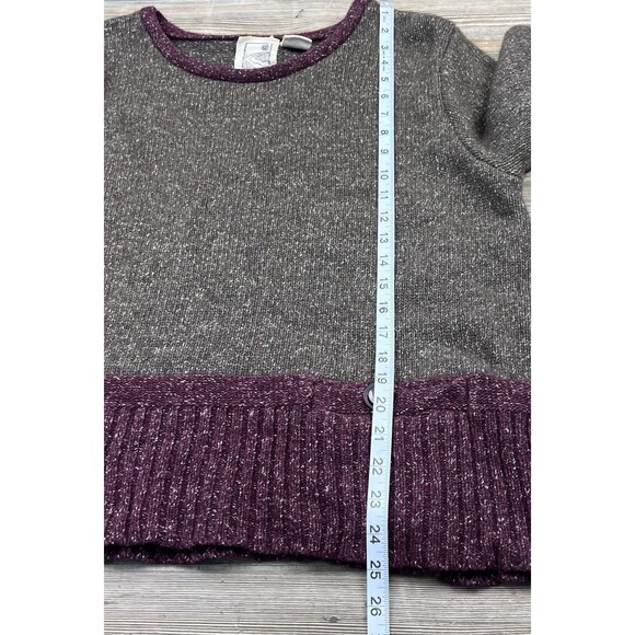 River Road Sweater Womens L Lambs Wool Brown/Burgundy Boxy Fit Cozy Cabincore - Picture 7 of 12